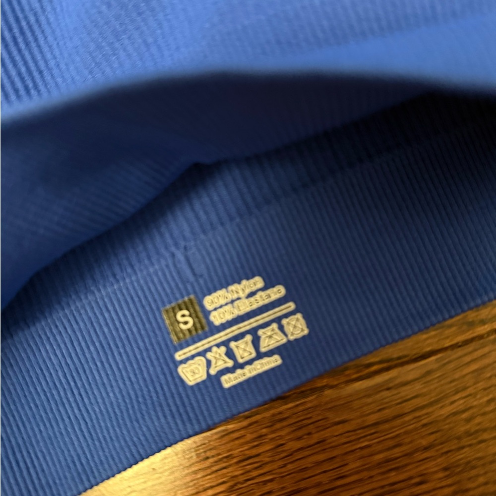 Blue One-Shoulder Ribbed Top - Picture 3 of 3